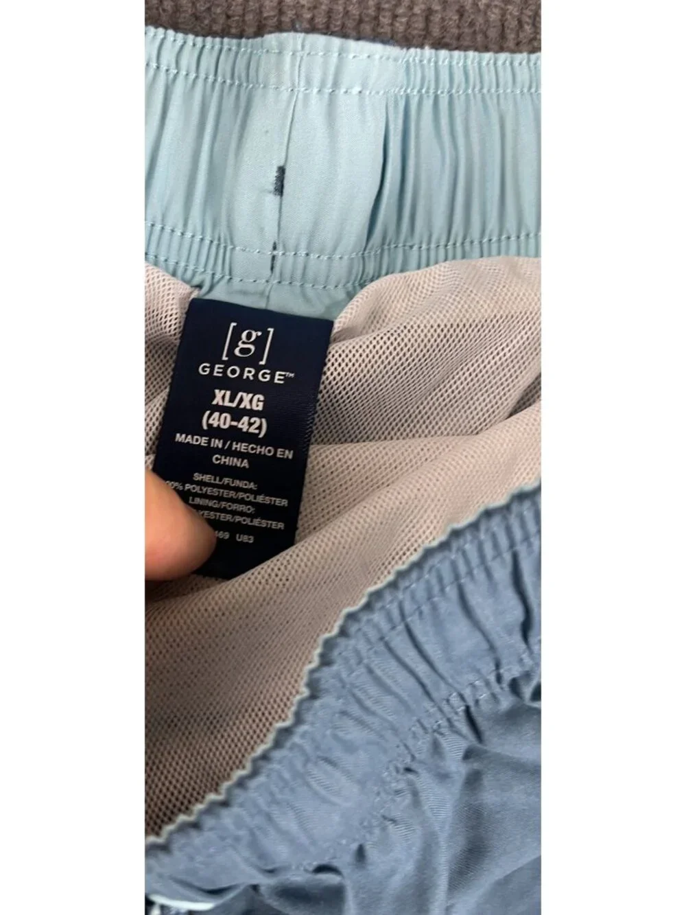 George Mens Blue Colorblock Elastic Waist Swim Trunks XL 40-42 NWT